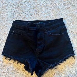 KanCan Black High-Rise Frayed Hem Women's Shorts Size 0/2